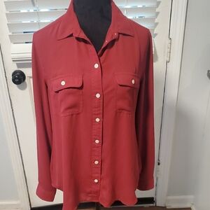 Loft Women's Button-Up Shirt - Burgundy